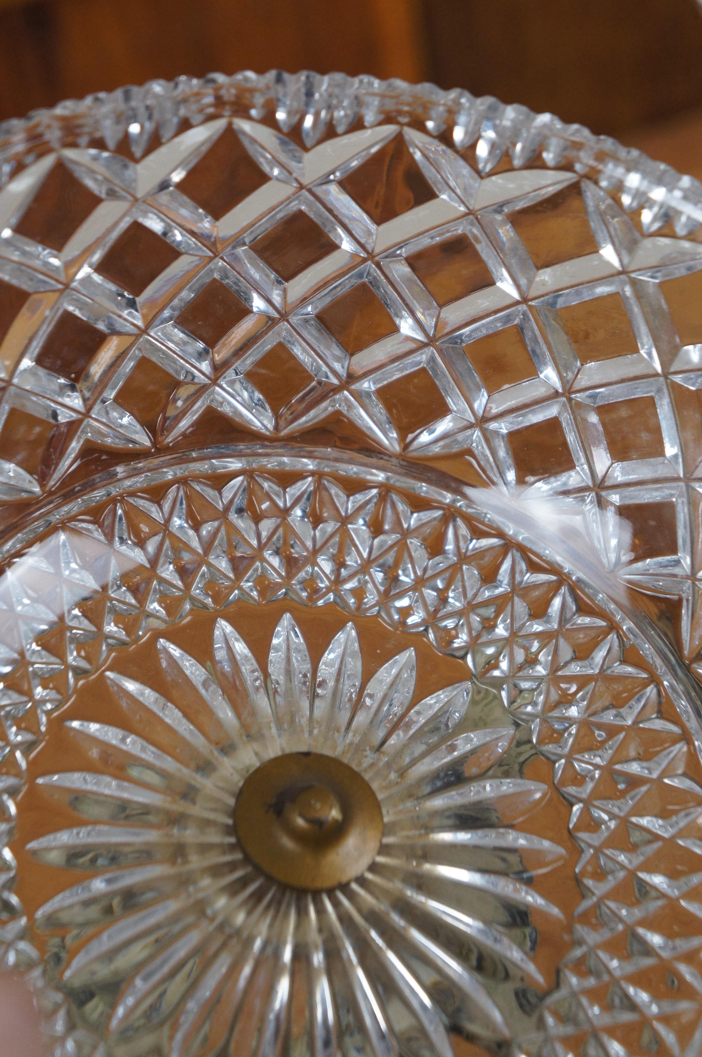 Mid Century Cut Crystal & Metal Delphin Dolphin Centerpiece Compote Bowls 10