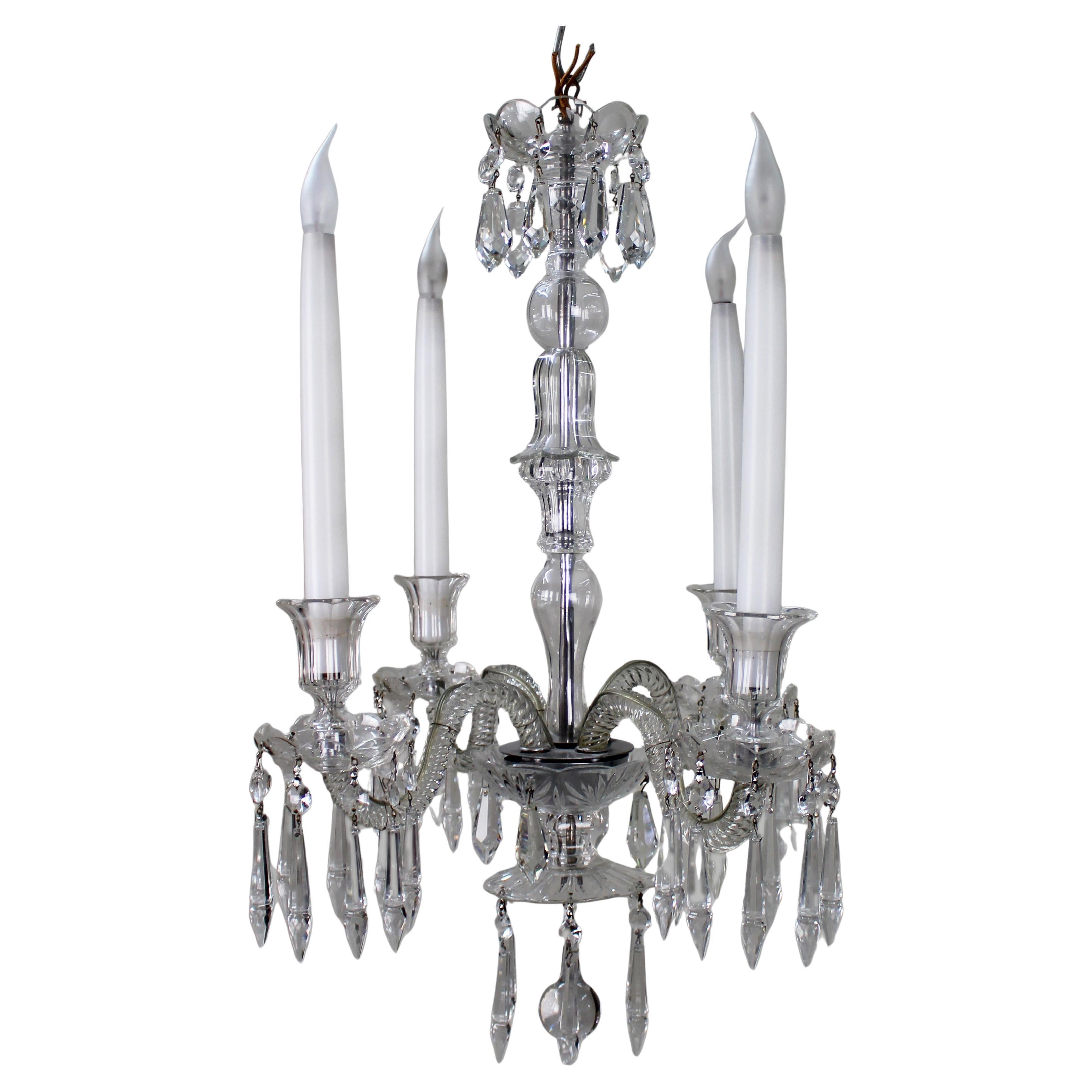 Mid-Century Cut Glass and Crystal Four-Arm Chandelier, c.1950
