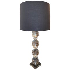 Midcentury Cut Glass Ball Form Lamp