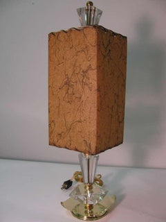 Mid Century Cut Glass Crystal Table Lamps With Original Shades