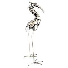 Vintage Mid Century Cutlery Sculpture of a Heron Bird Gerard Bouvier