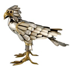 Mid Century Cutlery Sculpture of an Eagle Gerard Bouvier, France, 1985