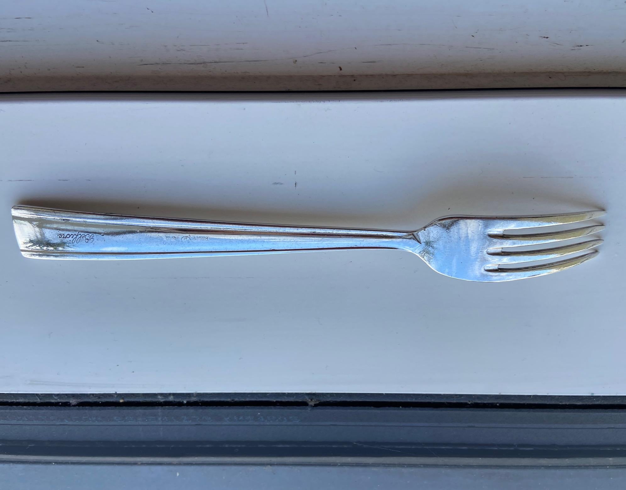 20th Century mid-century cutlery sets for 6, A Krupp, 42 pieces each, attributed to Gio Ponti For Sale