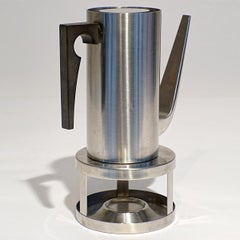 Midcentury Cylinda Coffee Pot and Stove by Arne Jacobsen for Stelton