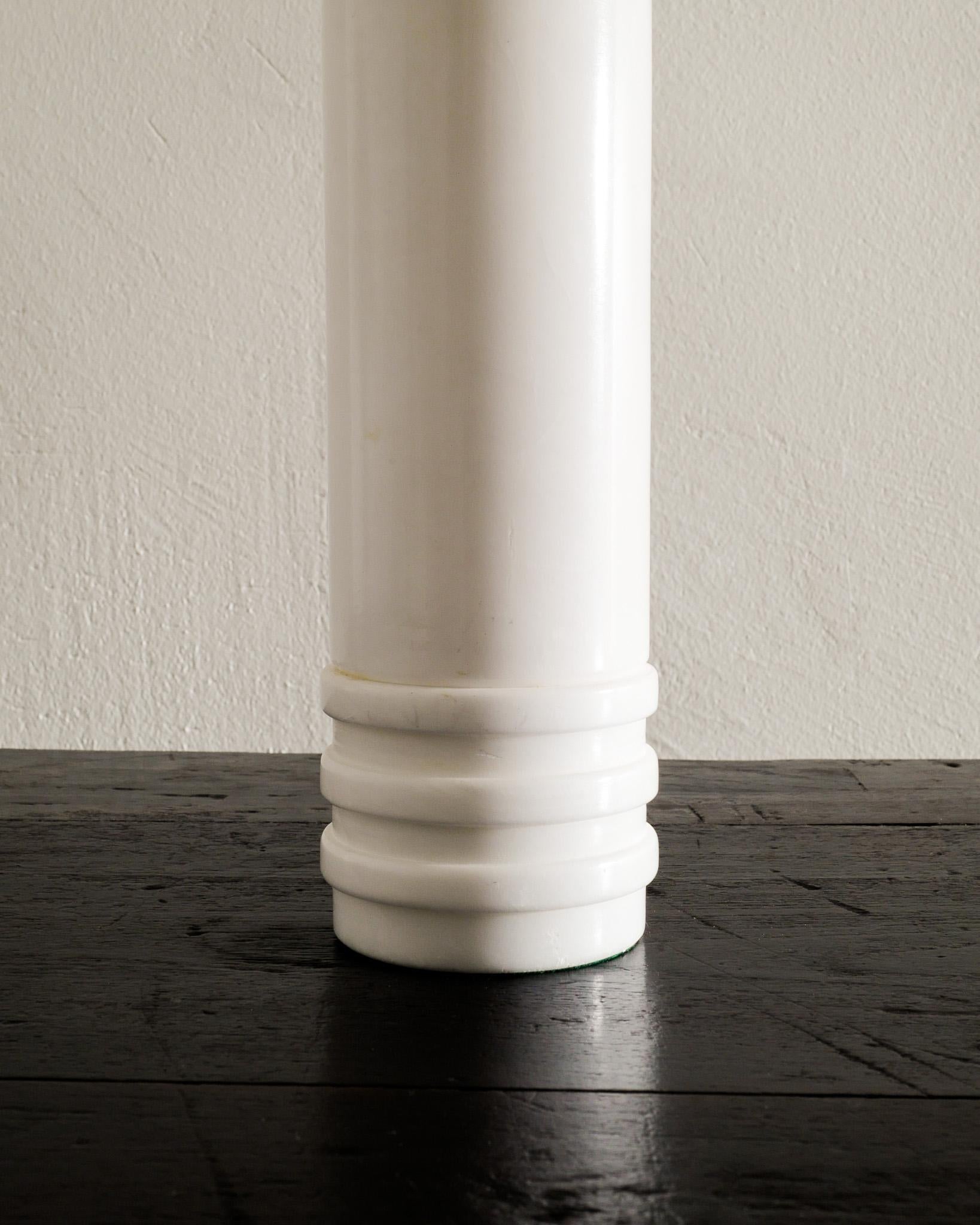 Swedish Mid Century Cylinder Table Bed Lamp in Solid White Marble by Bergboms, 1960s For Sale