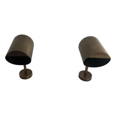 Mid-century Zylindrisches Messingpaar mit antikem Finish, 1950er Jahre, Italien