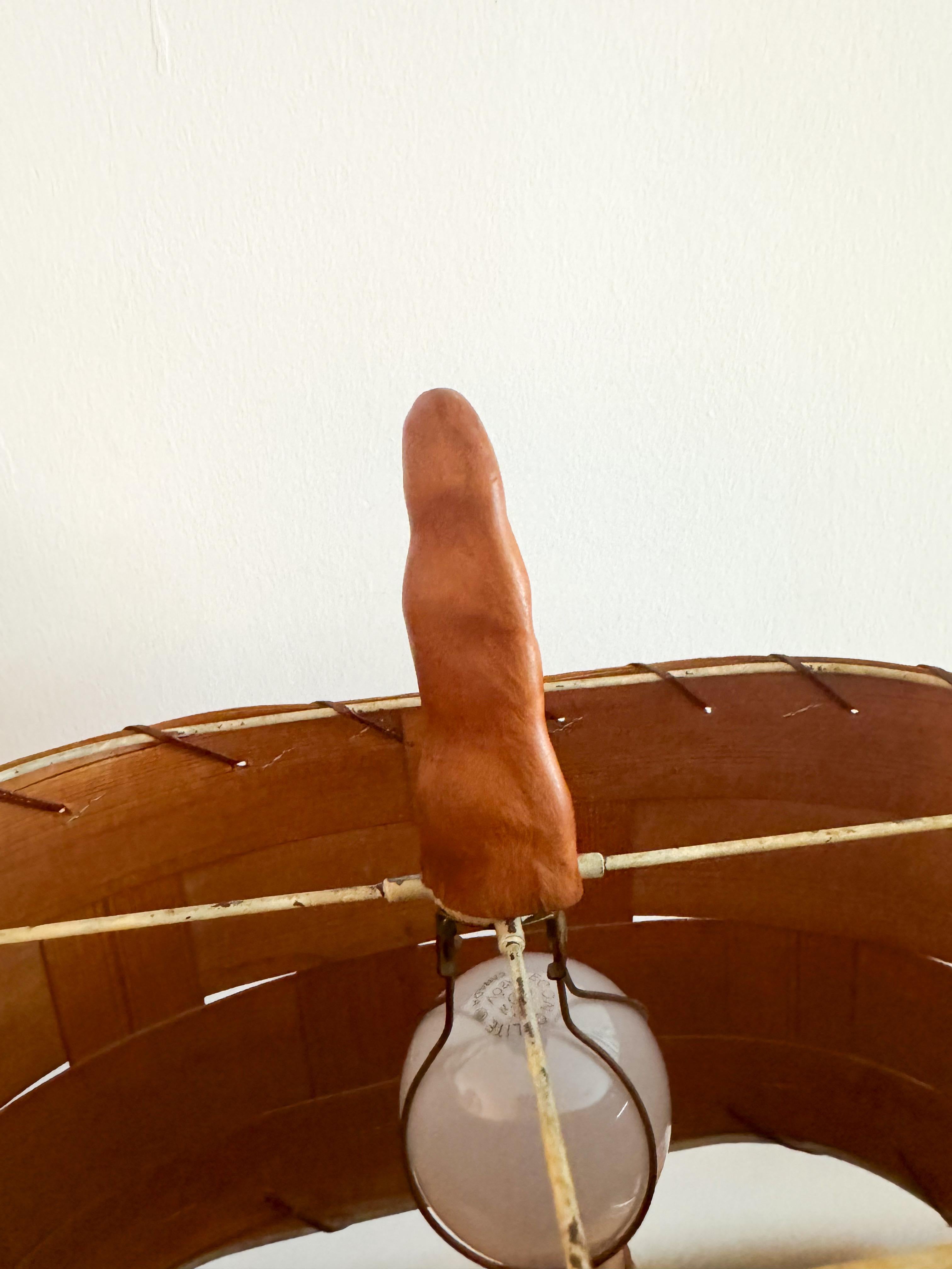 20th Century Mid-Century Cypress Knees Sculptural Table Lamp with Woven Wooden Shade, 1960s For Sale