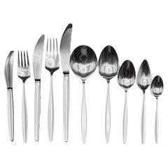Mid-century Cypress pattern silver flatware set for 12 by Georg Jensen