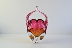 Korbschale aus tschechischem Kunstglas von Josef Hospodka (Mitte des Jahrhunderts)