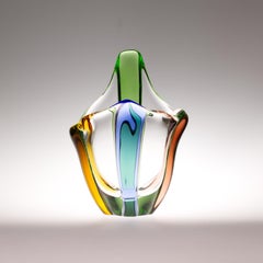 Vaso Rapsodia in vetro artistico ceco di metà secolo di Frantisek Zemek per Mstisov, anni '50