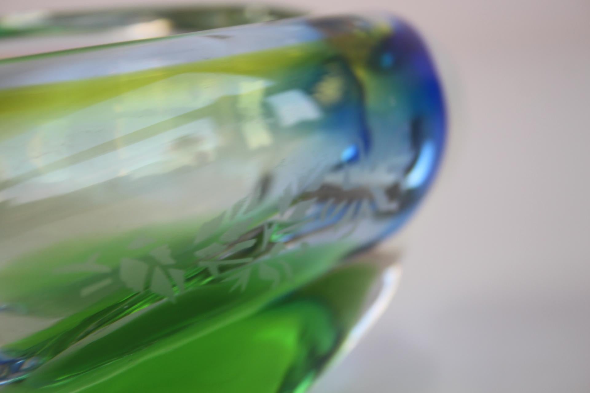 Mid-Century Czech Ashtray, Hand-Formed Art Glass, c. 1960s For Sale 5