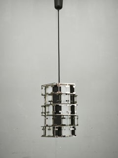 Mid-Century Czech Chrome Geometric Pendant Light, 1960s