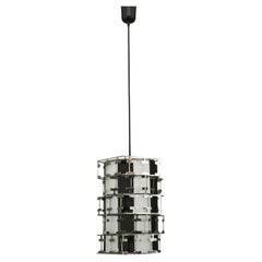 Mid-Century Czech Chrome Geometric Pendant Light, 1960s