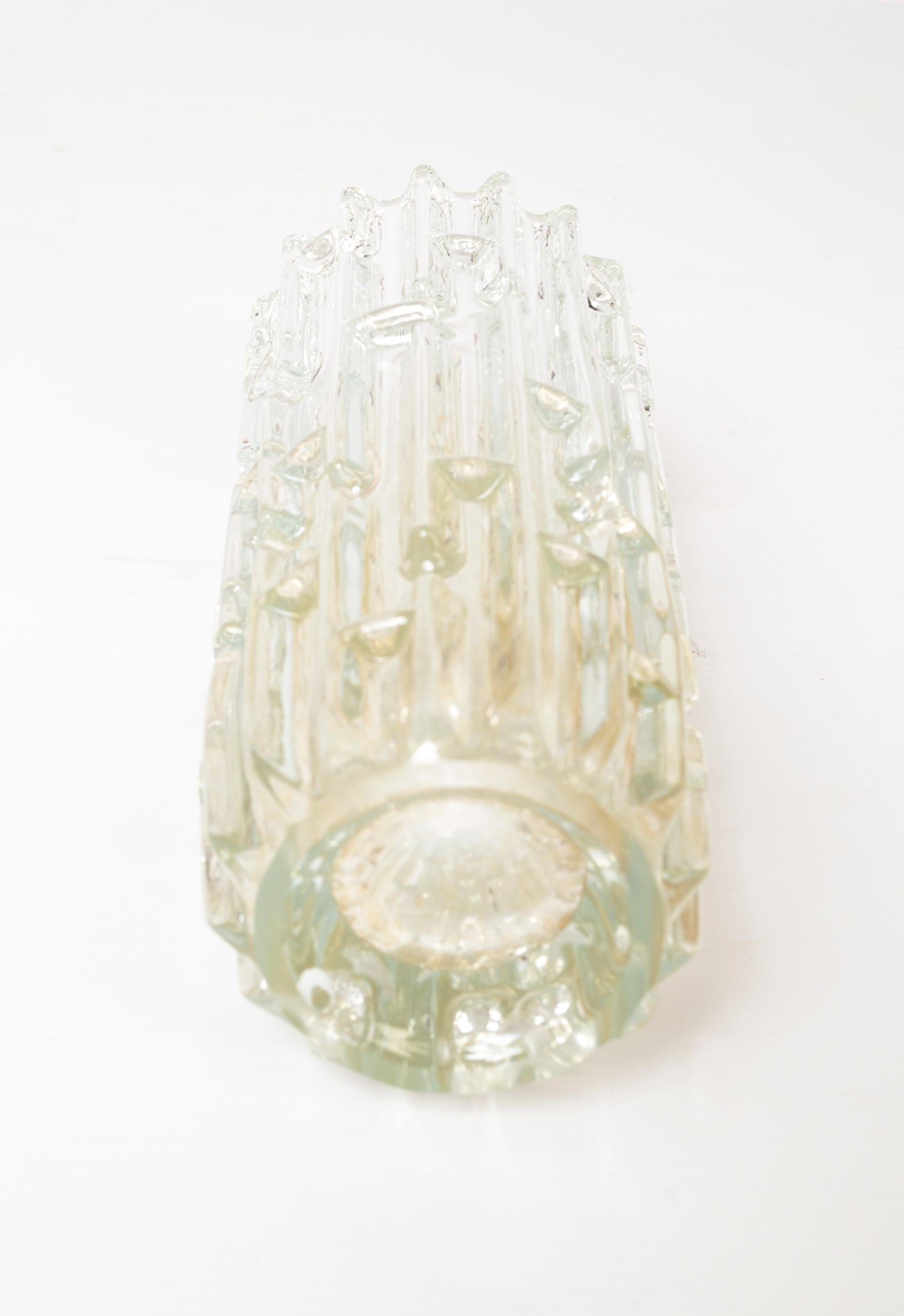 20th Century Mid Century Czech Clear Geometric Glass Vase Frantisek Vizner, 1965 For Sale