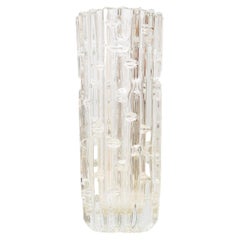 Retro Mid Century Czech Clear Geometric Glass Vase Frantisek Vizner, 1965