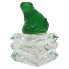 MId-Century Czech Glass Paperweight Circa 1950 of a Green Frog