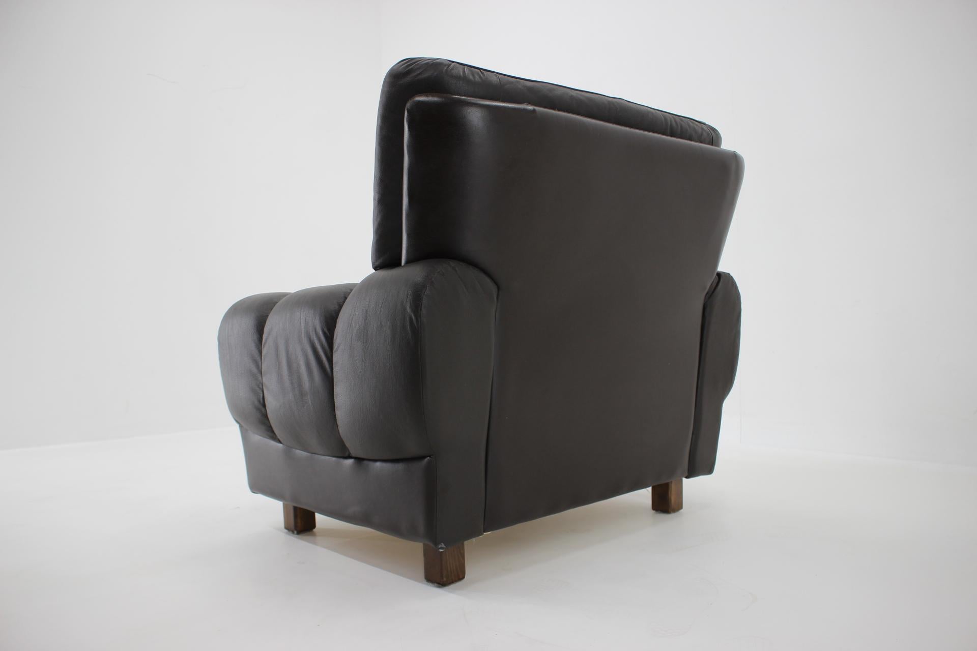 Late 20th Century Mid Century Czech Leather Armchair by Vyber, 1970s For Sale