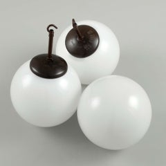 Mid-Century Czech Milk Glass / Opaline Glass Globe Pendant Lights