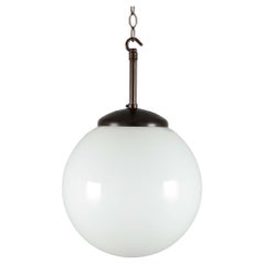 Mid-Century Czech Milk Glass / Opaline Glass Globe Pendant Lights