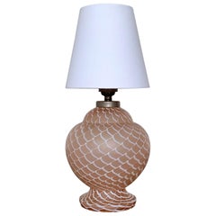 Midcentury Czech Peach Glass Lamp