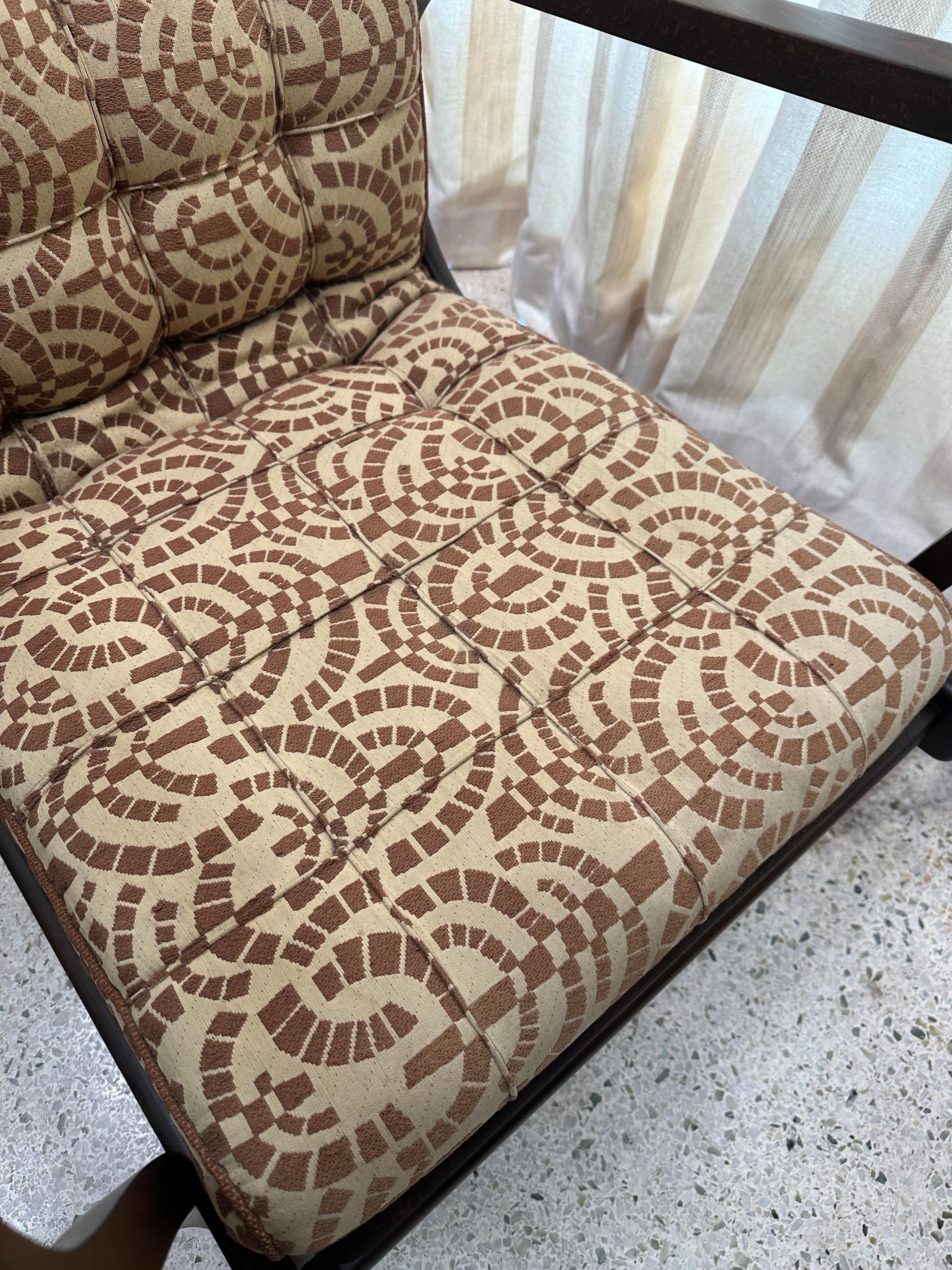 Mid-Century Czech Republic Armchairs w/ Original Fabric For Sale 7