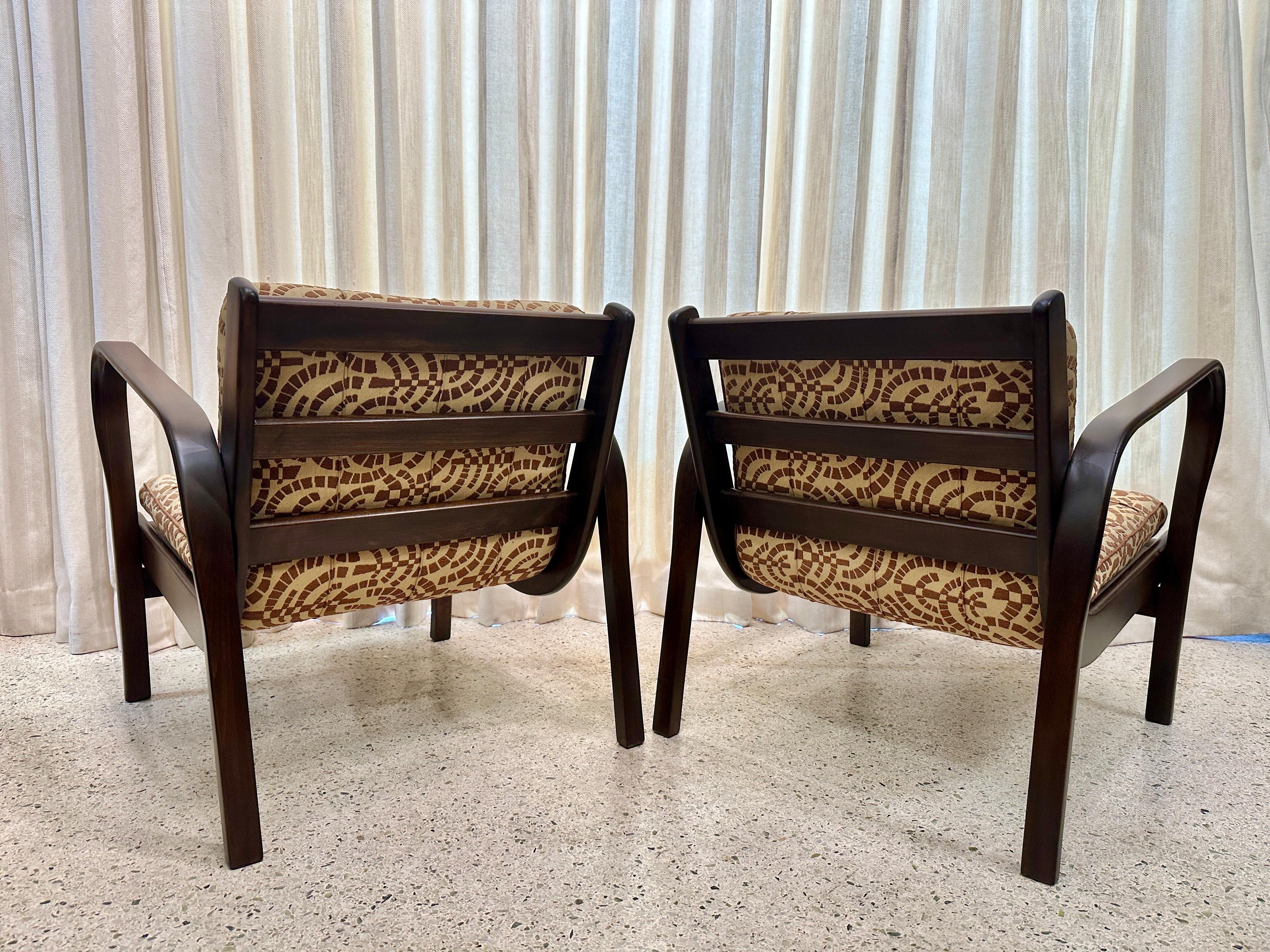 Mid-Century Modern Mid-Century Czech Republic Armchairs w/ Original Fabric For Sale