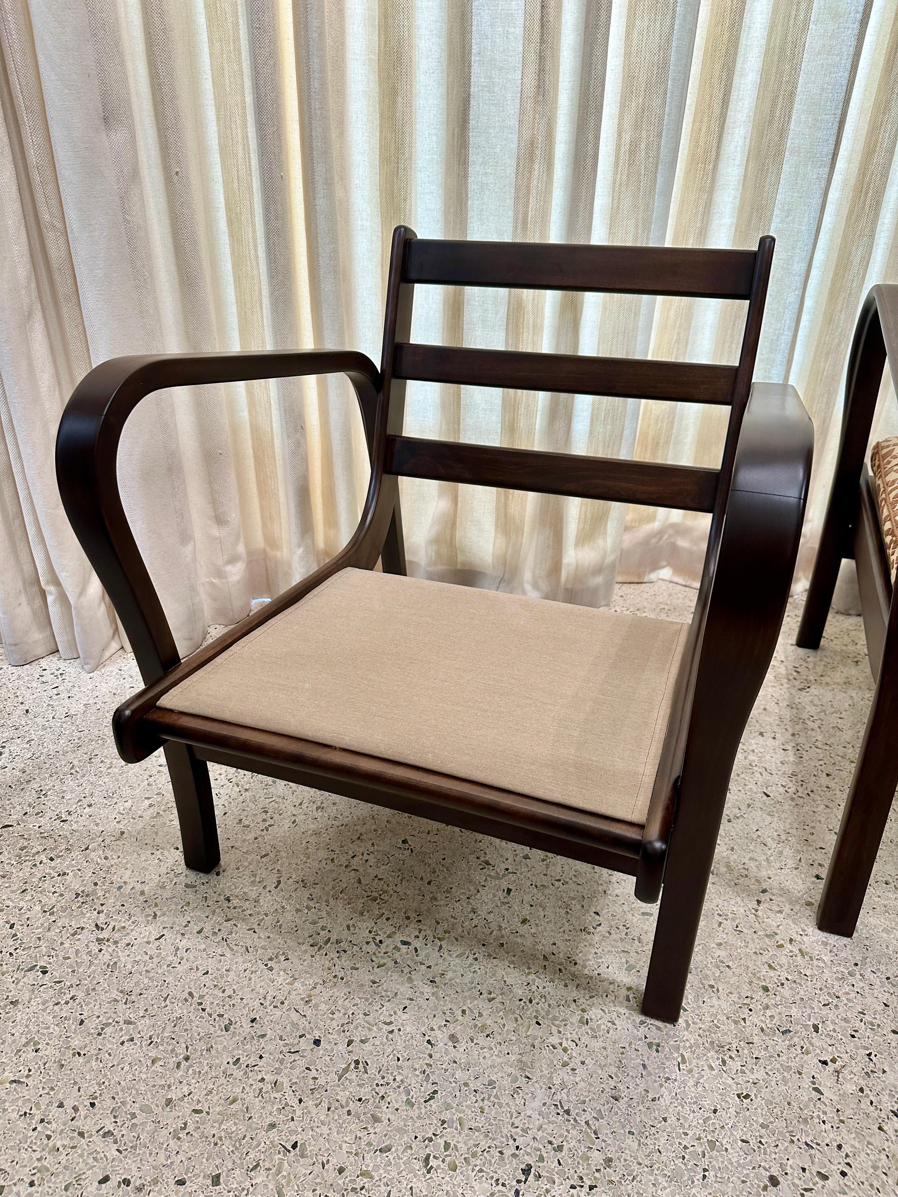 Mid-Century Czech Republic Armchairs w/ Original Fabric For Sale 2