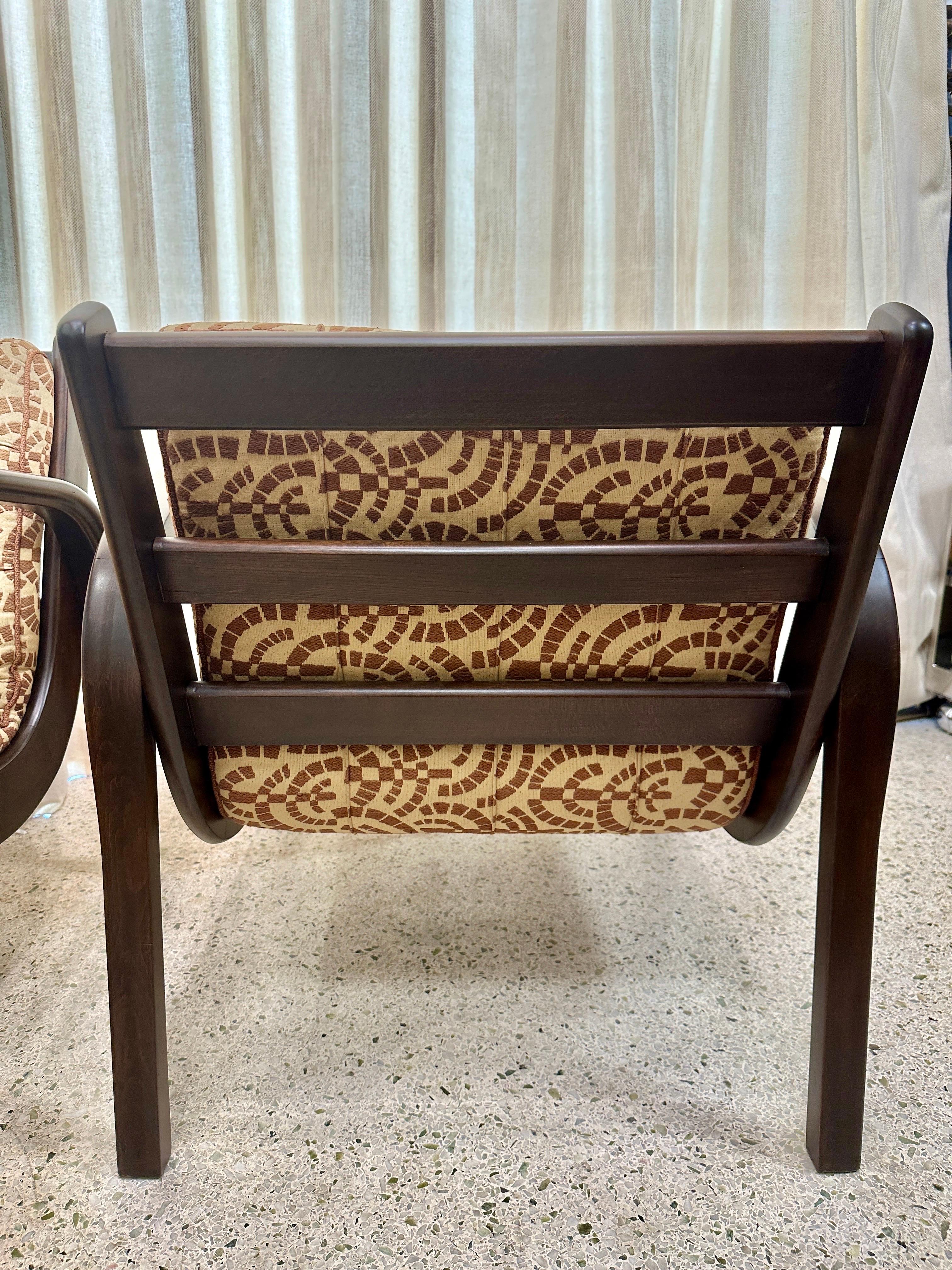 Mid-Century Czech Republic Armchairs w/ Original Fabric For Sale 3