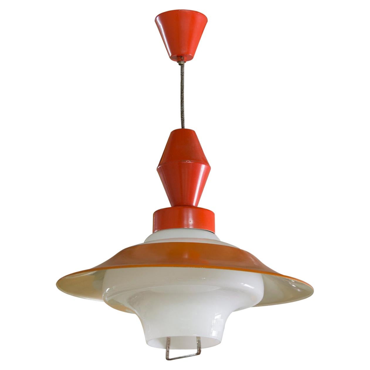 Midcentury Czech Single Pedant Lamp, 1960s For Sale