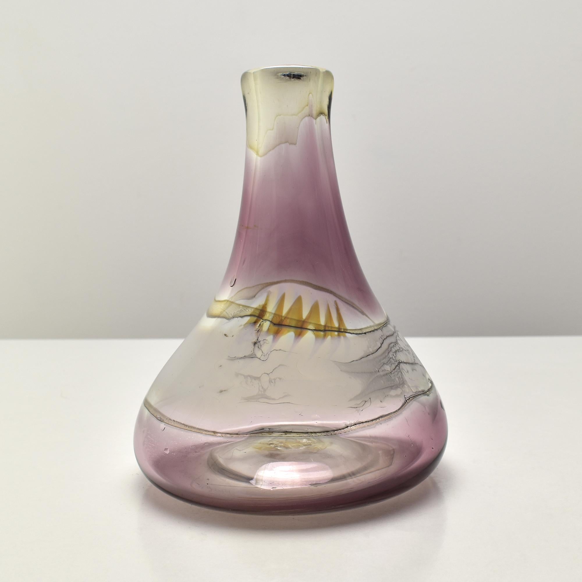 Hand-Crafted Mid-Century Czech Studio Glass Vase by Atelier Molnar, Signed, 1980s For Sale