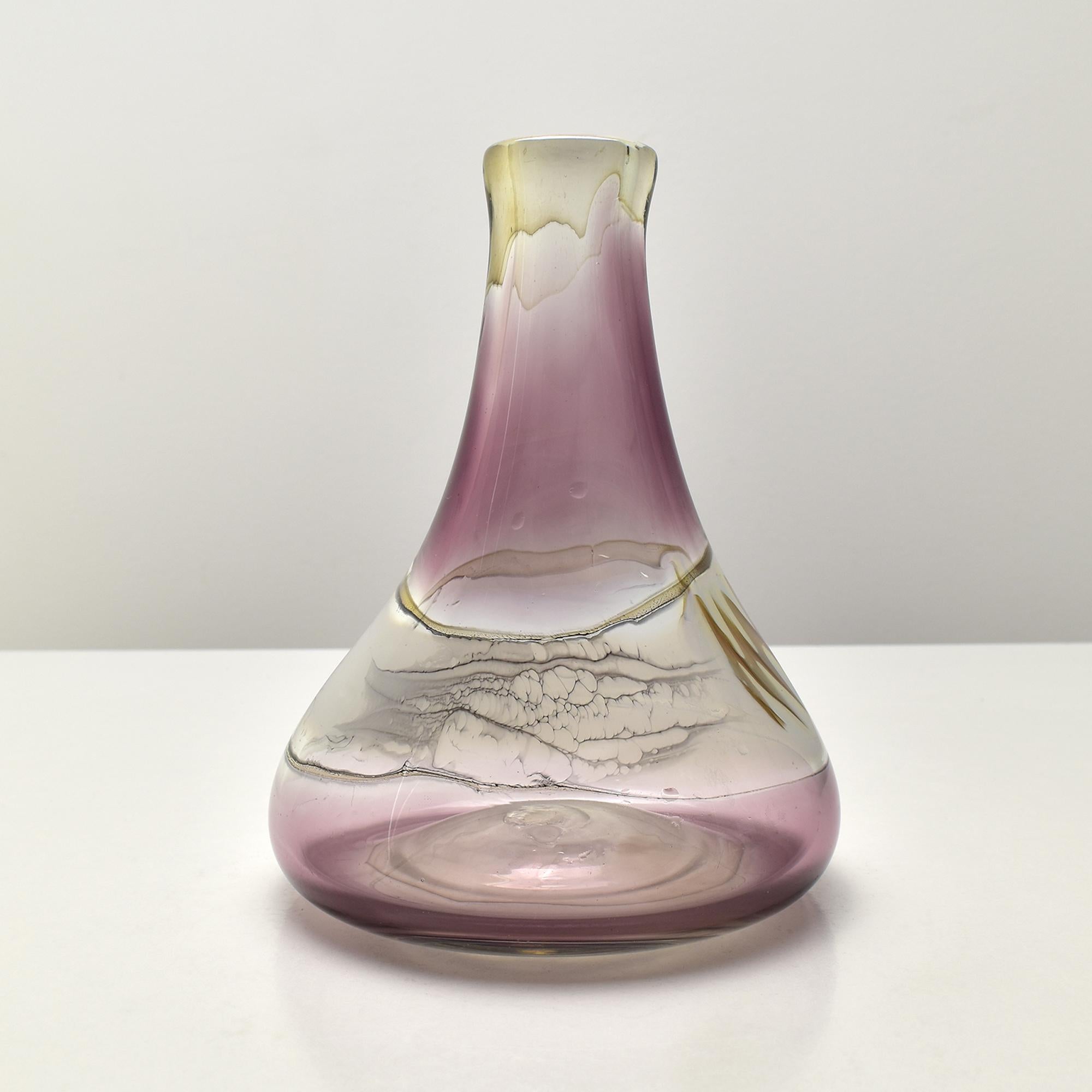 Mid-Century Czech Studio Glass Vase by Atelier Molnar, Signed, 1980s In Good Condition For Sale In Bad Säckingen, DE