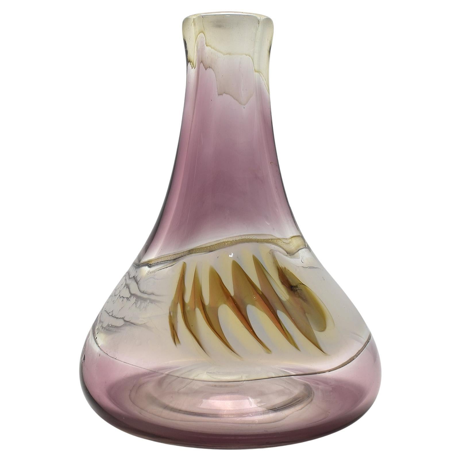 Mid-Century Czech Studio Glass Vase by Atelier Molnar, Signed, 1980s For Sale