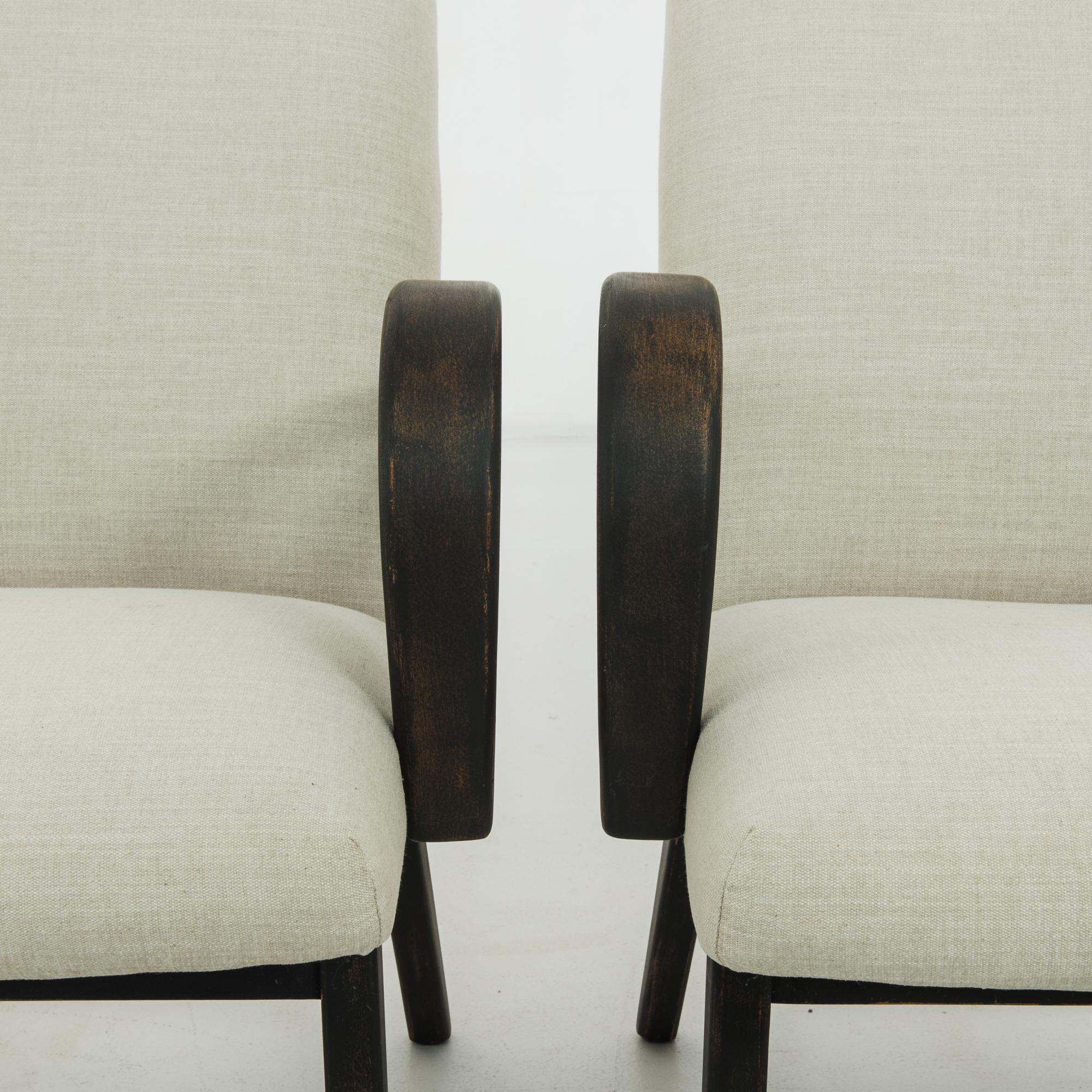 Mid-20th Century Mid-Century Czech Upholstered Lounge Chairs, a Pair