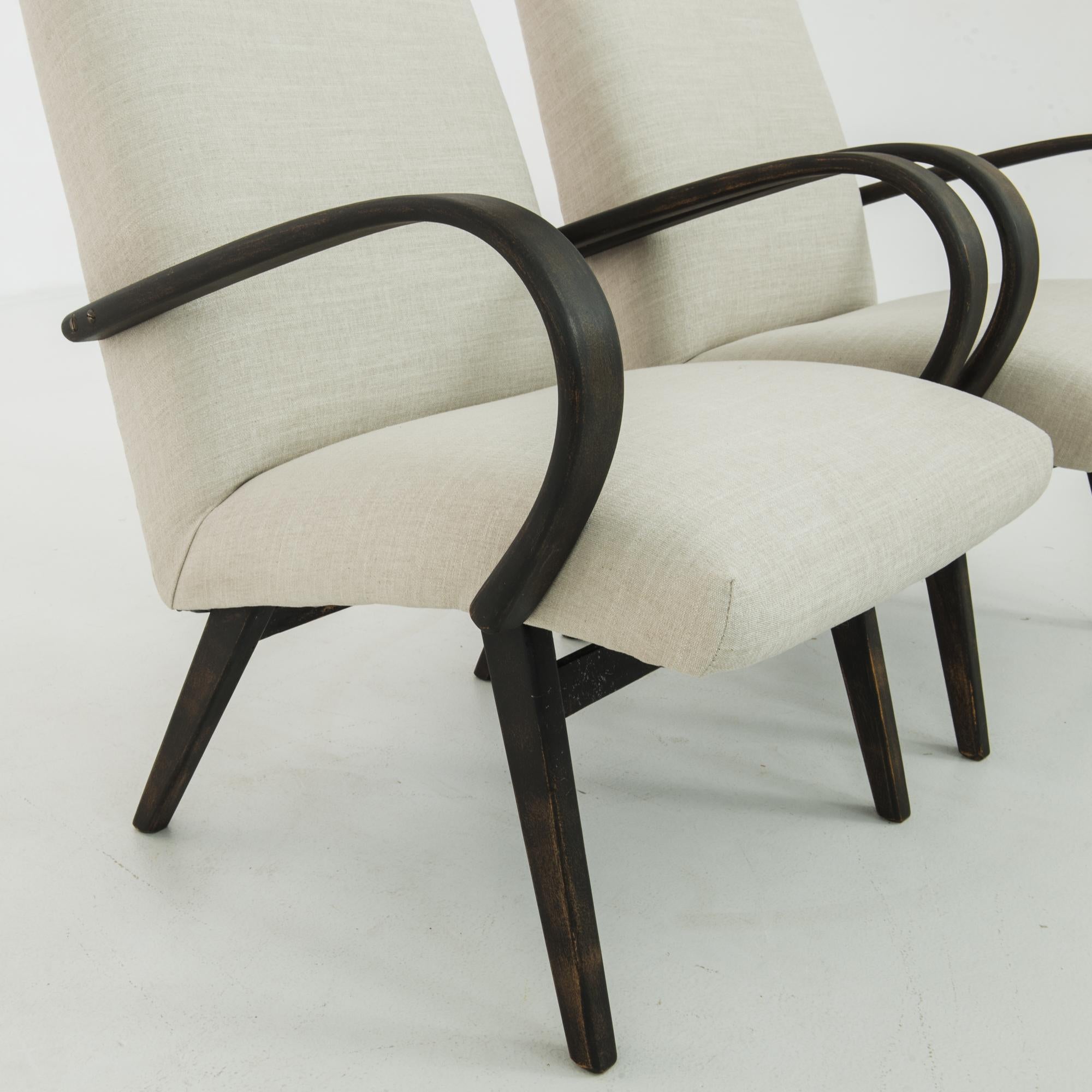 Mid-Century Czech Upholstered Lounge Chairs, a Pair 1