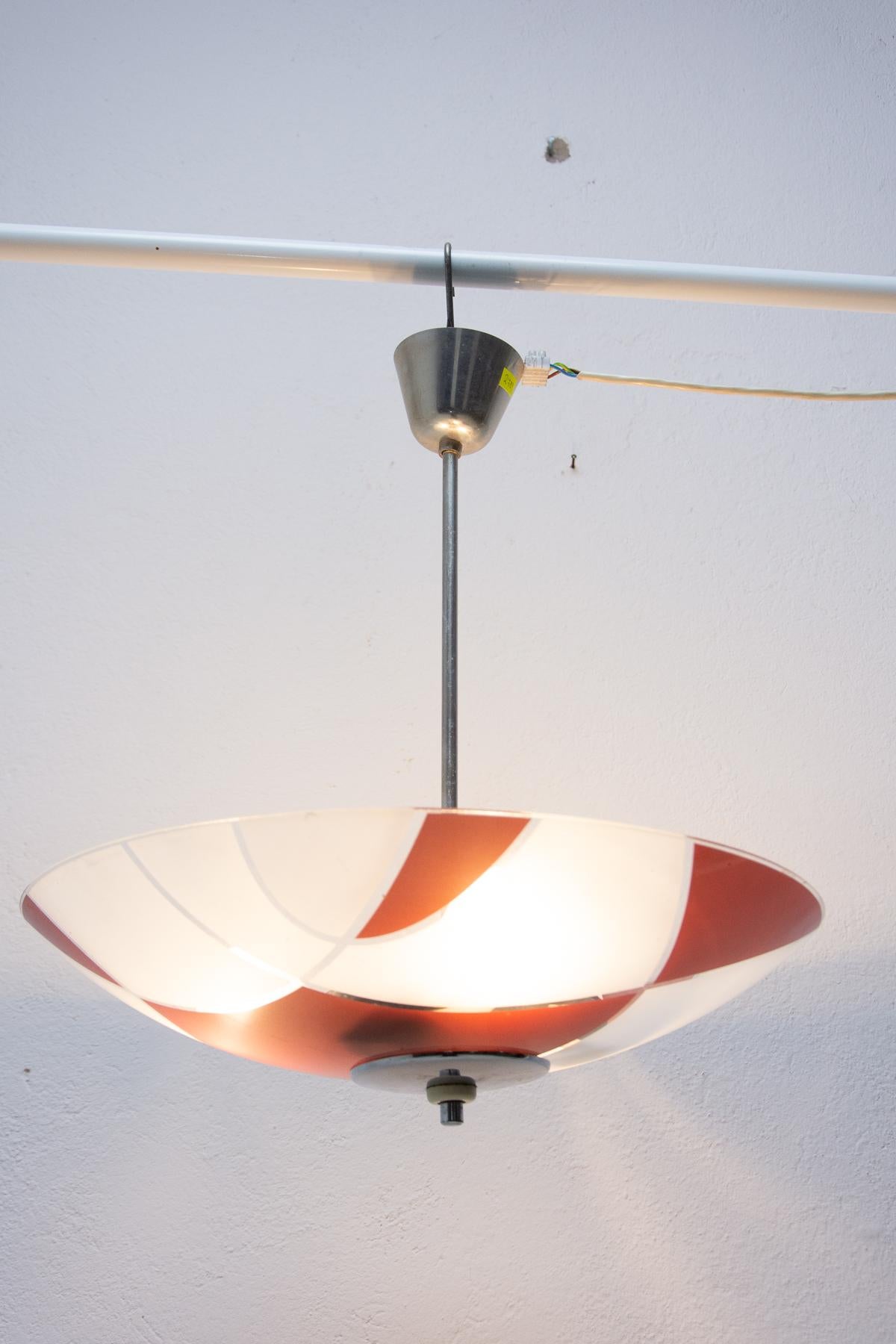 Mid Century Czechoslovak Colored Glass Pendant Lamp for Žukov, 1960´s For Sale 5