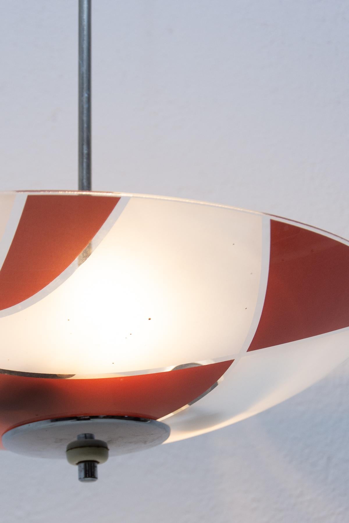 Mid Century Czechoslovak Colored Glass Pendant Lamp for Žukov, 1960´s For Sale 6