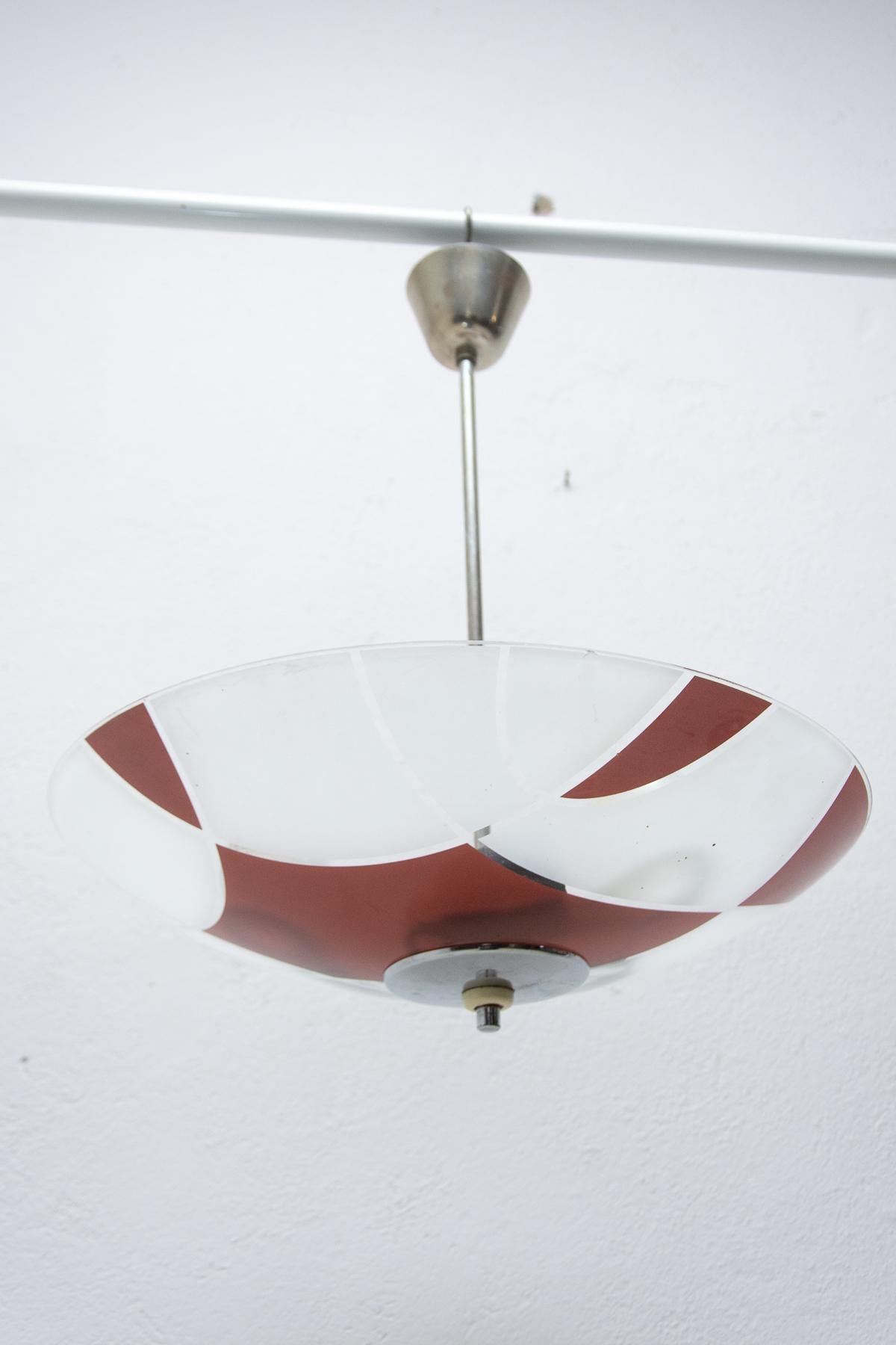 Mid Century Czechoslovak Colored Glass Pendant Lamp for Žukov, 1960´s For Sale 7