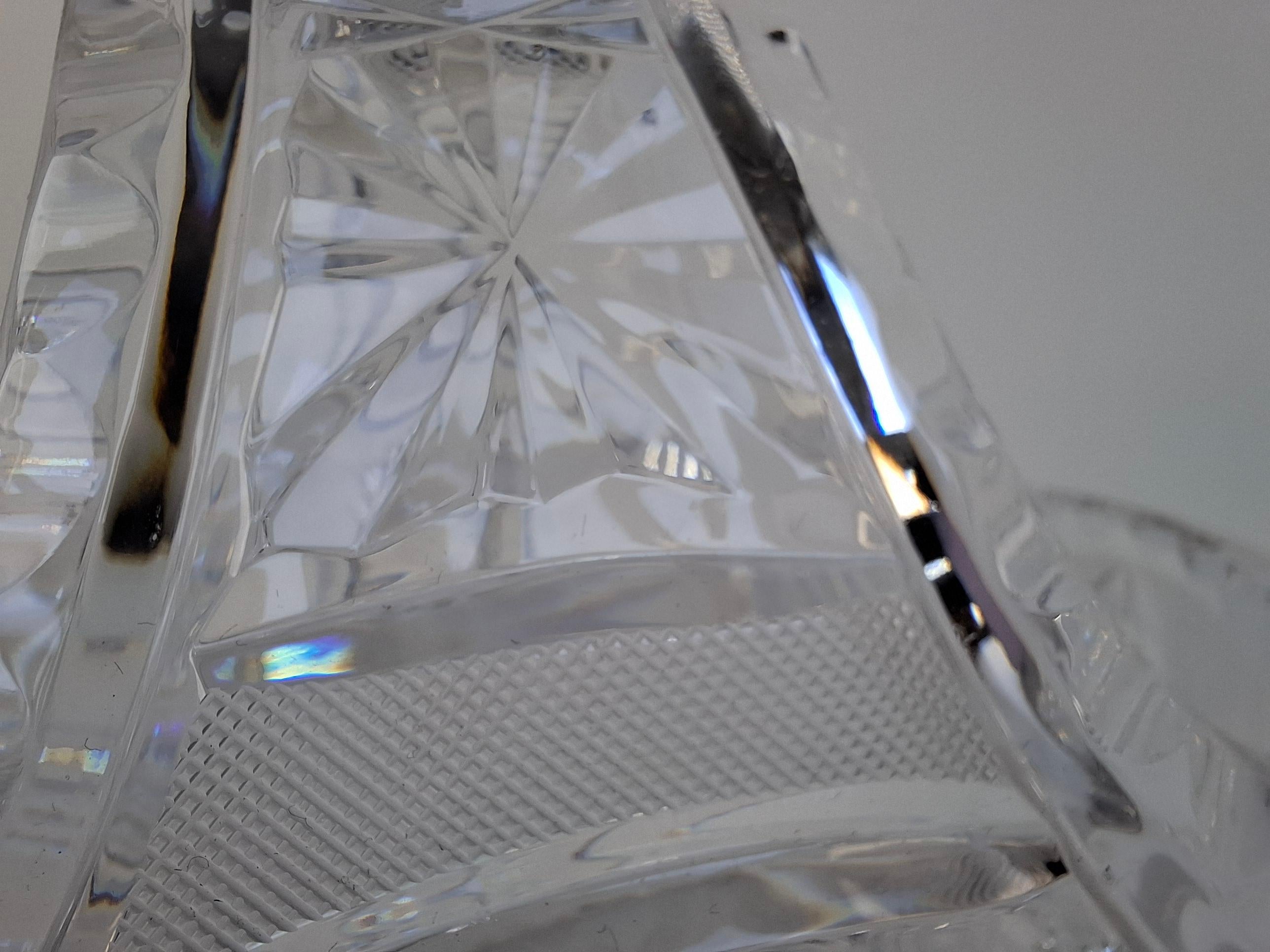 Ceco Mid-Century Czechoslovak Cut Crystal Basket in vendita