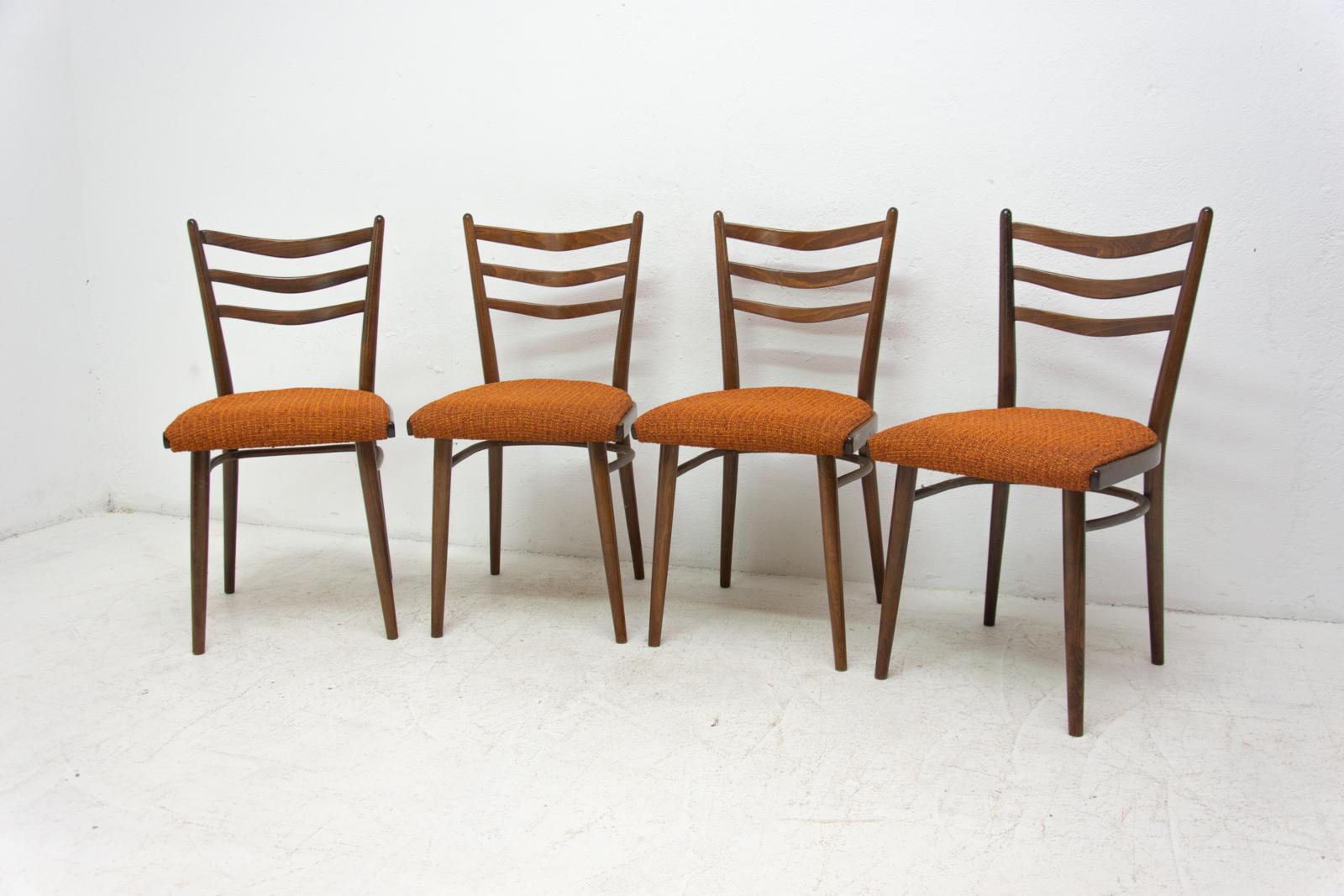 Midcentury Czechoslovak Dining Chairs, 1960s, Set of Four In Good Condition In Prague 8, CZ