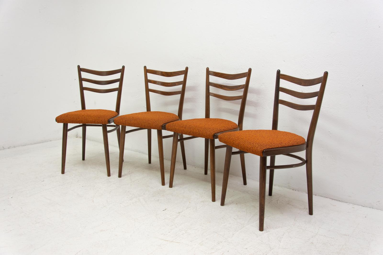 Wood Midcentury Czechoslovak Dining Chairs, 1960s, Set of Four