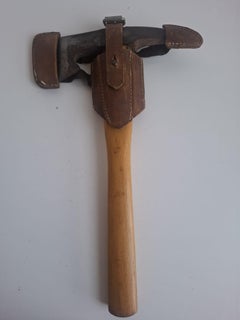 Mid-Century Czechoslovak Firefighter Axe With Leather Holster