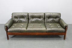 Mid-Century Czechoslovak Green Leather Sofa, 1970s