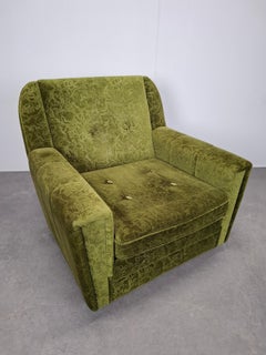 Mid-Century Czechoslovak Green Plush Armchair, 1970s