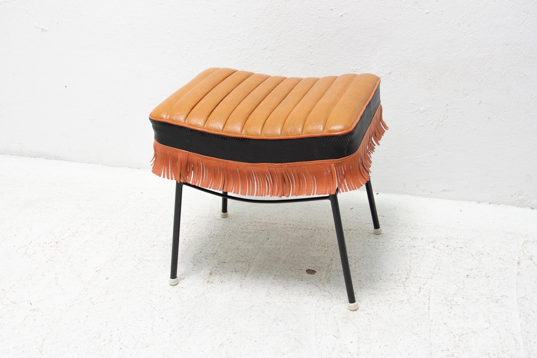 Mid Century Czechoslovak Leather Stool, 1960´s For Sale 5