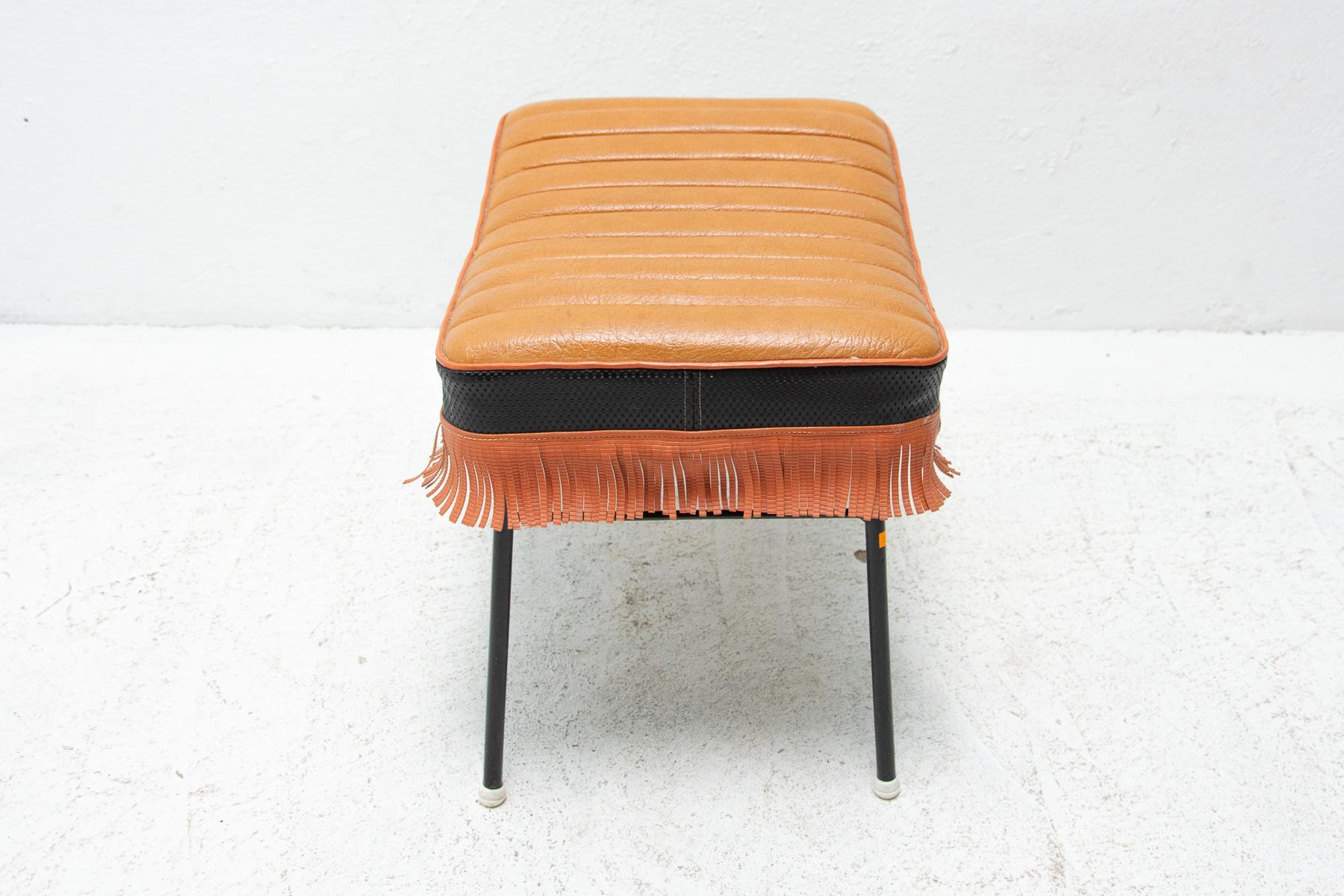 Mid Century Czechoslovak Leather Stool, 1960´s In Good Condition For Sale In Prague 8, CZ