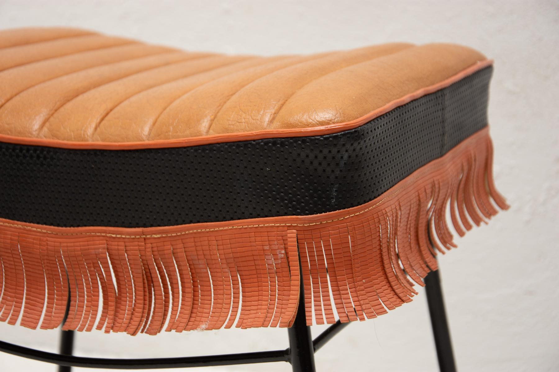 Mid Century Czechoslovak Leather Stool, 1960´s For Sale 1