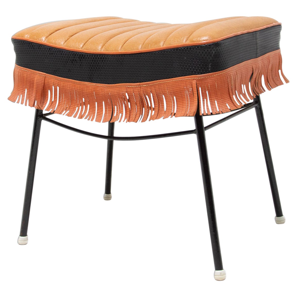 Mid Century Czechoslovak Leather Stool, 1960´s For Sale