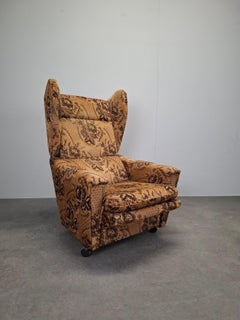 Mid-Century Czechoslovak Plush Wingback Recliner Chair, 1970s