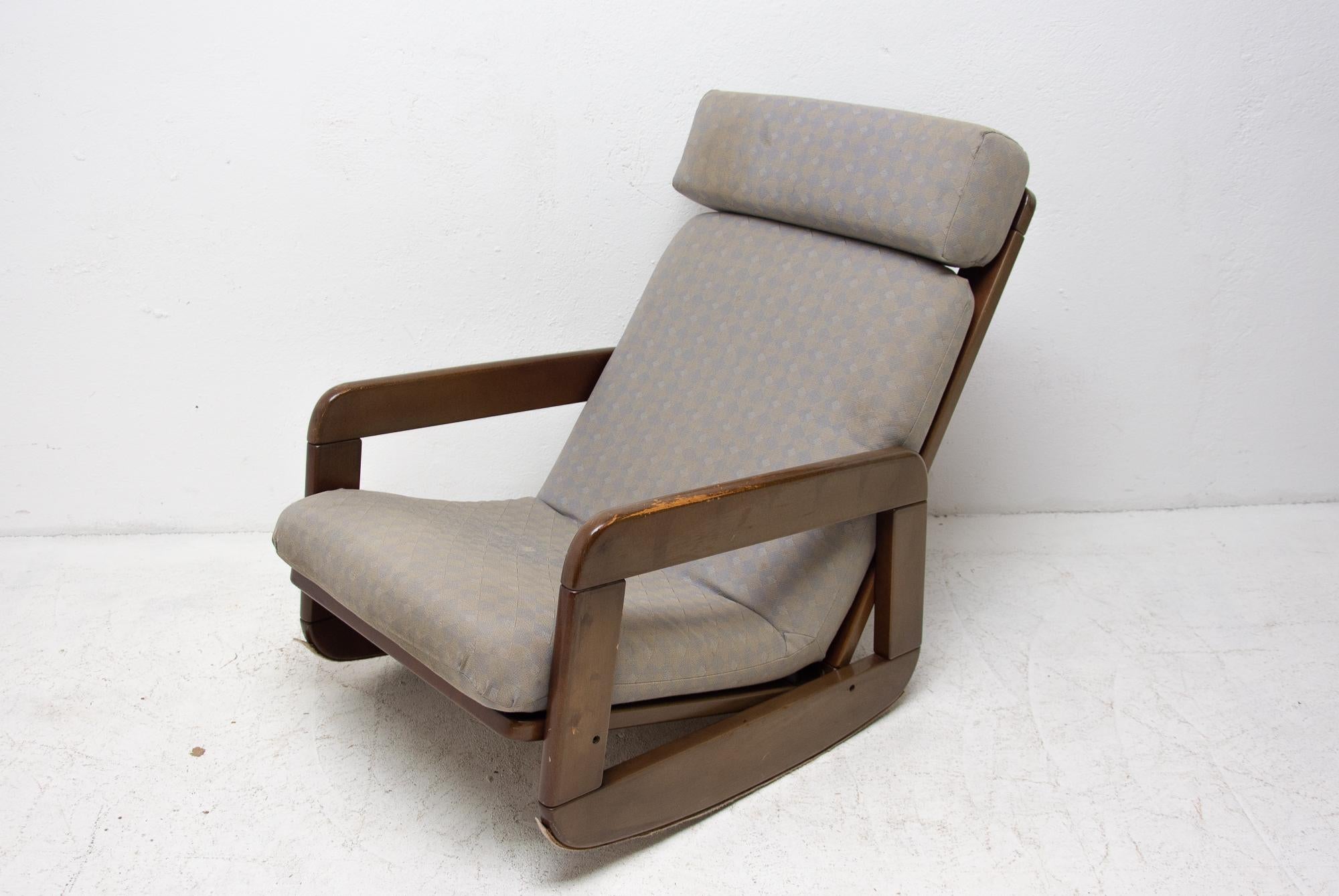 Wood Midcentury Czechoslovak Rocking Chair, 1960s For Sale