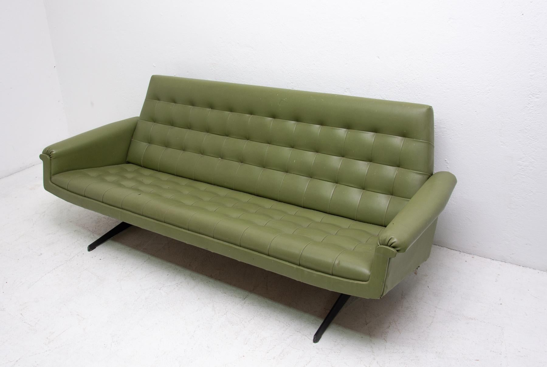 Leather Midcentury Czechoslovak Sofa, 1970s
